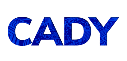 CADY2-jp logo with digital circuit design for blockchain innovation.